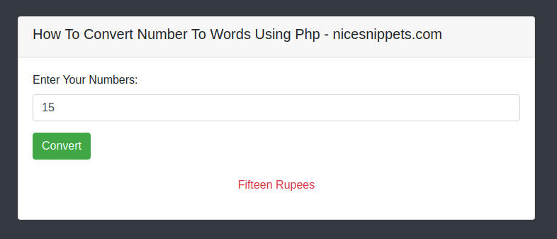 How to Convert Number To Words Using PHP